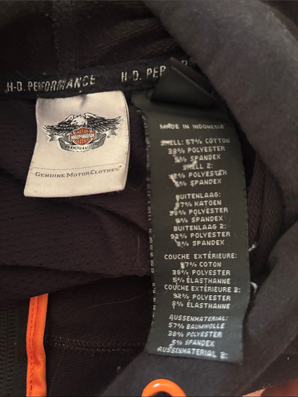 Harley-Davidson Black Hoodie with Orange & White Logo - Picture 4 of 4